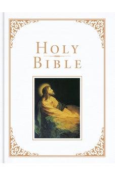 KJV Family Bible, White Imitation Leather-Over-Board, Red Letter, Pure Cambridge Text, Family Presentation Section, Keepsake, Easy-to-Read Bible MCM Type