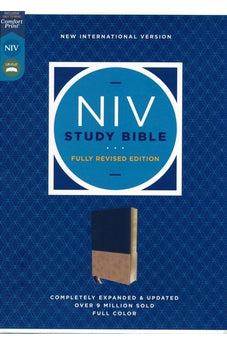 NIV Study Bible, Fully Revised Edition, Soft Leather-Look Navy/Tan (Red Letter) - Biblestore.com