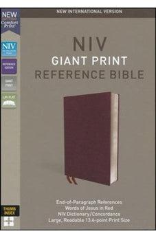 NIV, Reference Bible, Giant Print, Bonded Leather, Burgundy, Red Letter Edition, Indexed, Comfort Print 9780310449492