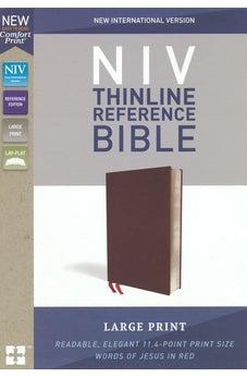 NIV, Thinline Reference Bible, Large Print, Bonded Leather, Burgundy, Red Letter Edition, Comfort Print 9780310449560