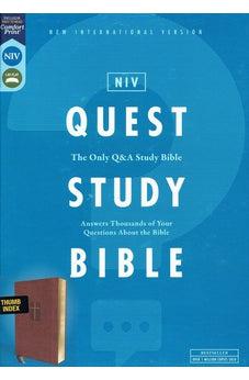 NIV Quest Study Bible, Leathersoft, Brown, Thumb Indexed, Comfort Print