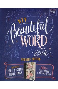 NIV, Beautiful Word Bible, Updated Edition, Peel/Stick Bible Tabs, Cloth over Board, Floral, Red Letter, Comfort Print