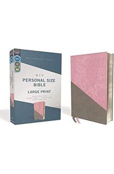 NIV, Personal Size Bible, Large Print, Leathersoft, Pink/Gray, Red Letter, Comfort Print
