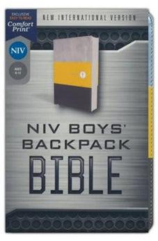 NIV Compact Boys' Backpack Bible soft leather-look yellow/gray 9780310455004