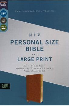 NIV Personal Size Bible, Large Print, Leathersoft, Brown, Red Letter, Thumb Indexed, Comfort Print