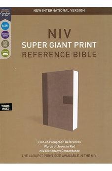 NIV Super Giant Print Reference Bible, Leathersoft, Gray, Red Letter, Thumb Indexed, Comfort Print
