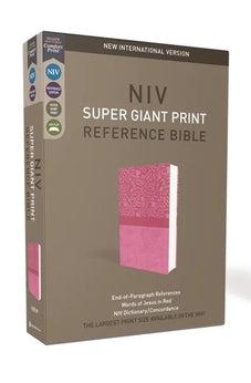 NIV Super Giant Print Reference Bible, Leathersoft, Pink, Red Letter, Thumb Indexed, Comfort Print