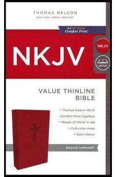 NKJV Value Thinline Bible, Leathersoft, Burgundy, Red Letter Edition, Comfort Print 9780718075446