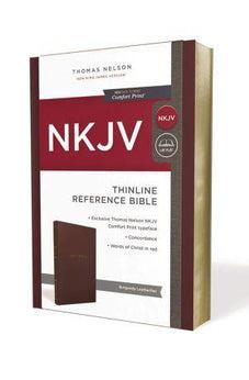 NKJV, Thinline Reference Bible, Leather-Look, Burgundy, Red Letter Edition, Comfort Print 9780785217831