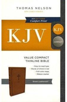KJV, Value Thinline Bible, Compact, Leathersoft, Brown, Red Letter Edition, Comfort Print