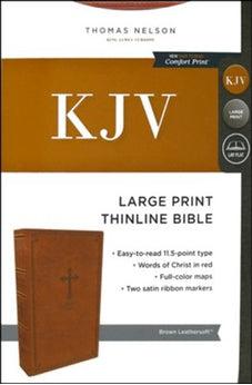 KJV Thinline Bible, Large Print, Leathersoft, Brown, Red Letter Edition, Comfort Print
