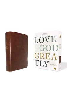 NET Love God Greatly Bible, Leathersoft, Brown, Thumb Indexed, Comfort Print