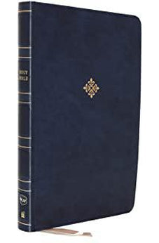 NKJV Thinline Reference Bible Leathersoft Blue Red Letter Comfort Print - Biblestore.com