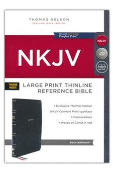 NKJV Thinline Reference Bible, Large Print, Leathersoft, Black, Thumb Indexed, Red Letter, Comfort Print