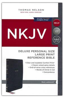 NKJV Deluxe End-of-Verse Reference Bible, Personal Size Large Print, Leathersoft, Black, Red Letter, Comfort Print - Biblestore.com