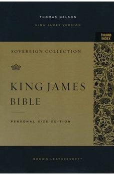 KJV Personal Size Reference Bible, Sovereign Collection, Leathersoft, Brown, Red Letter, Thumb Indexed