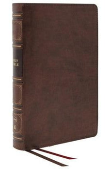 NKJV Thinline Reference Bible, Genuine Leather, Brown, Red Letter, Thumb Indexed, Comfort Print