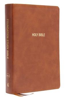 NKJV Foundation Study Bible, Large Print, Leathersoft, Brown, Red Letter, Thumb Indexed, Comfort Print