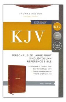 KJV Personal Size Large Print Single-Column Reference Bible, Leathersoft, Brown, Red Letter, Comfort Print