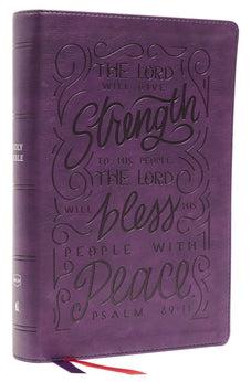 NKJV Giant Print Center-Column Reference Bible, Verse Art Cover Collection, Leathersoft, Purple, Thumb Indexed, Red Letter, Comfort Print
