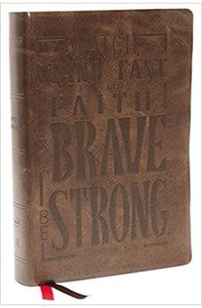 NKJV Giant Print Center-Column Reference Bible, Verse Art Cover Collection, Genuine Leather, Brown, Red Letter, Comfort Print