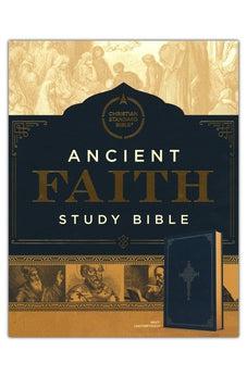 CSB Ancient Faith Study Bible, Navy LeatherTouch, Black Letter, Church Fathers, Study Notes and Commentary