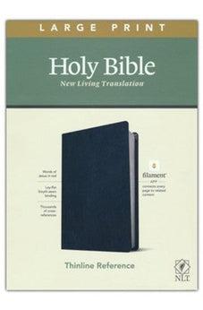 NLT Large Print Thinline Reference Holy Bible (Red Letter, Genuine Leather, Navy Blue)