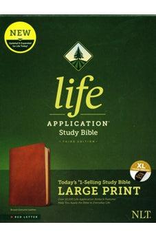 NLT Life Application Study Bible, Third Edition, Large Print (Genuine Leather, Brown, Indexed, Red Letter)