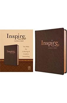 NLT Inspire Catholic Bible (LeatherLike, Dark Brown): The Bible for Coloring & Creative Journaling