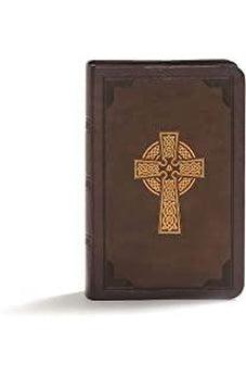CSB Large Print Compact Reference Bible, Celtic Cross Brown LeatherTouch 9781535953818